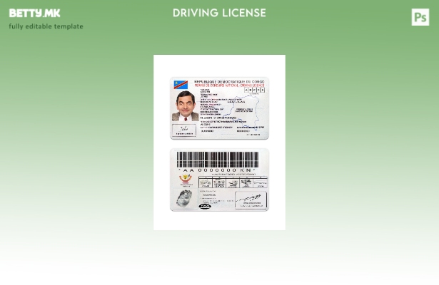 Модерен стил шаблон за национална возачка дозвола на Конго